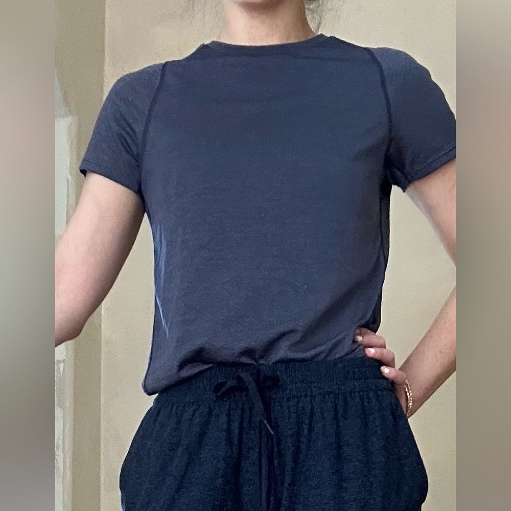Outdoor Voices exercise shirt, navy blue
